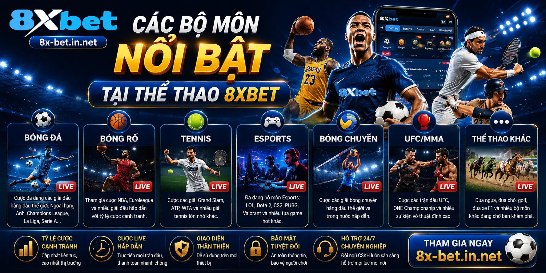 Các bộ môn nổi bật tại Thể thao 8Xbet
